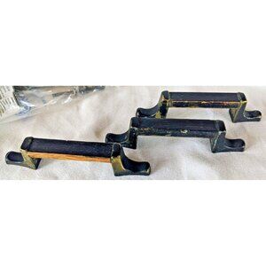 Lot of 15 Amerock Brass & Wood Drawer Pull Handles 5" Rustic Black Distressed